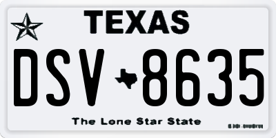 TX license plate DSV8635