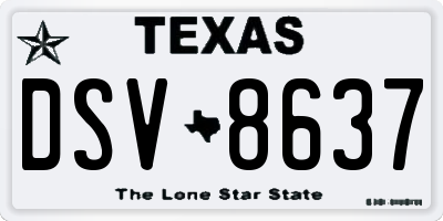 TX license plate DSV8637