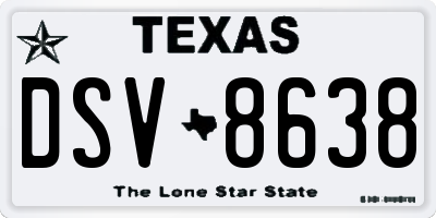 TX license plate DSV8638