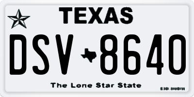 TX license plate DSV8640