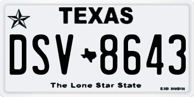 TX license plate DSV8643
