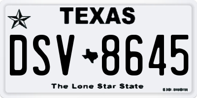 TX license plate DSV8645
