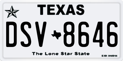 TX license plate DSV8646