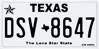 TX license plate DSV8647
