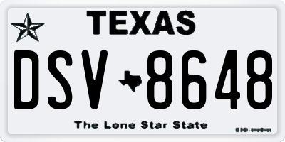 TX license plate DSV8648