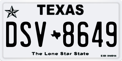 TX license plate DSV8649