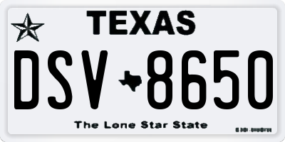 TX license plate DSV8650