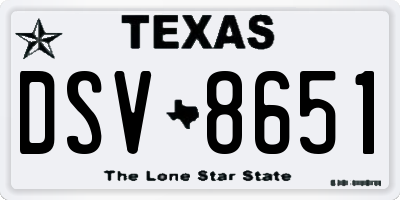 TX license plate DSV8651