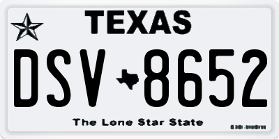 TX license plate DSV8652