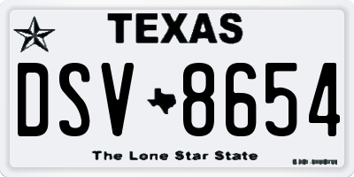 TX license plate DSV8654