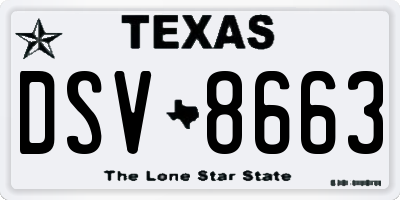TX license plate DSV8663