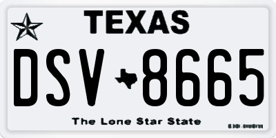 TX license plate DSV8665