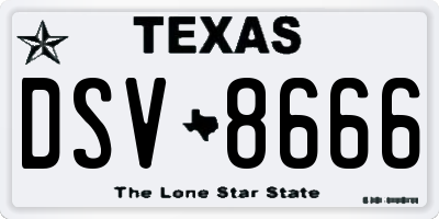 TX license plate DSV8666