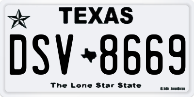 TX license plate DSV8669