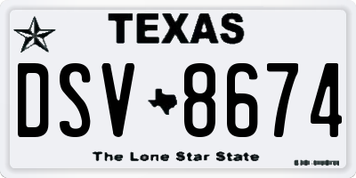 TX license plate DSV8674