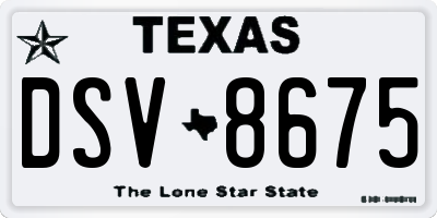TX license plate DSV8675