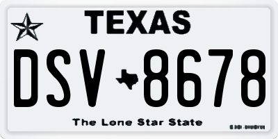 TX license plate DSV8678