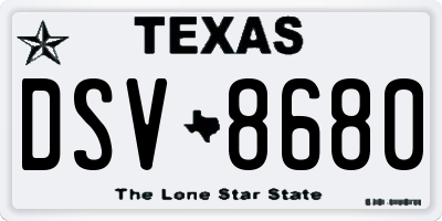 TX license plate DSV8680