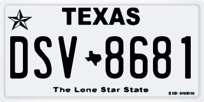 TX license plate DSV8681