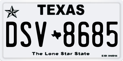 TX license plate DSV8685