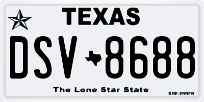 TX license plate DSV8688