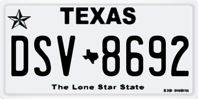 TX license plate DSV8692