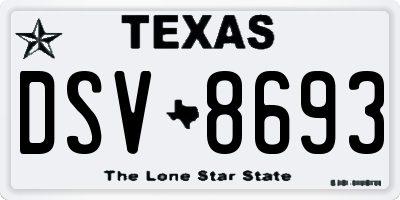 TX license plate DSV8693