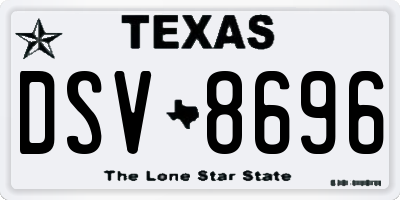 TX license plate DSV8696