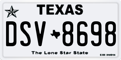 TX license plate DSV8698