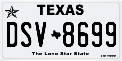 TX license plate DSV8699