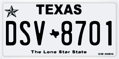 TX license plate DSV8701