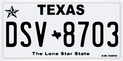 TX license plate DSV8703