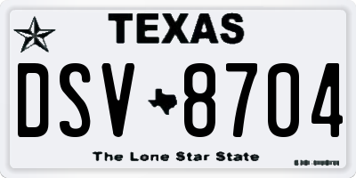 TX license plate DSV8704