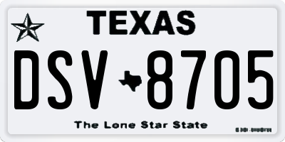 TX license plate DSV8705