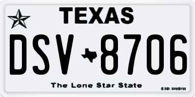 TX license plate DSV8706