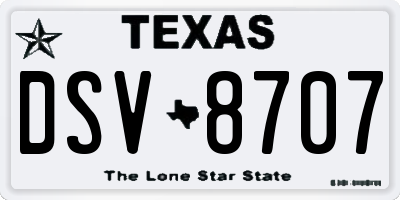 TX license plate DSV8707
