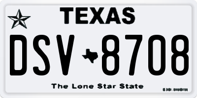 TX license plate DSV8708
