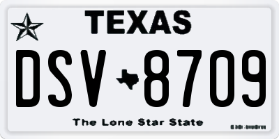 TX license plate DSV8709