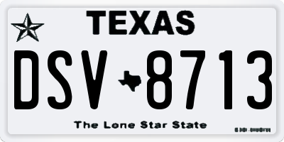 TX license plate DSV8713