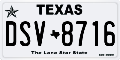 TX license plate DSV8716