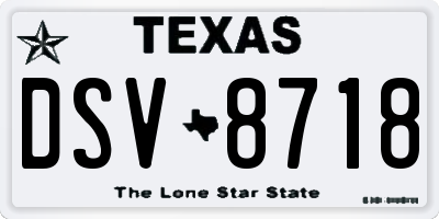 TX license plate DSV8718