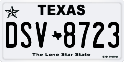 TX license plate DSV8723