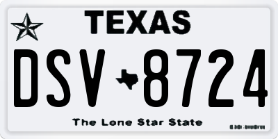 TX license plate DSV8724