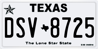 TX license plate DSV8725