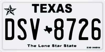 TX license plate DSV8726