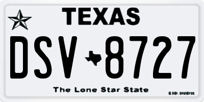 TX license plate DSV8727