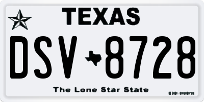 TX license plate DSV8728