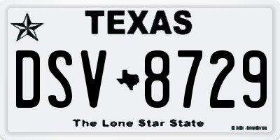 TX license plate DSV8729