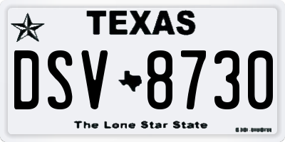 TX license plate DSV8730