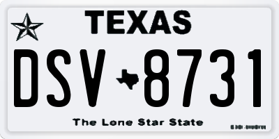 TX license plate DSV8731